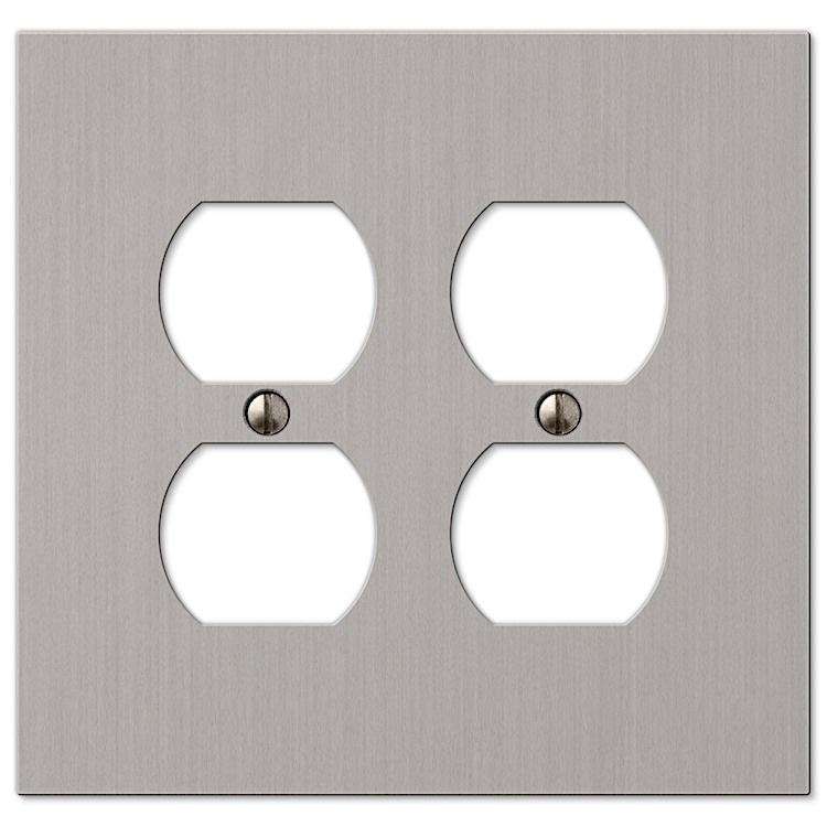 Elan Brushed Nickel 2 Duplex Outlet - Wallplatesonline.com