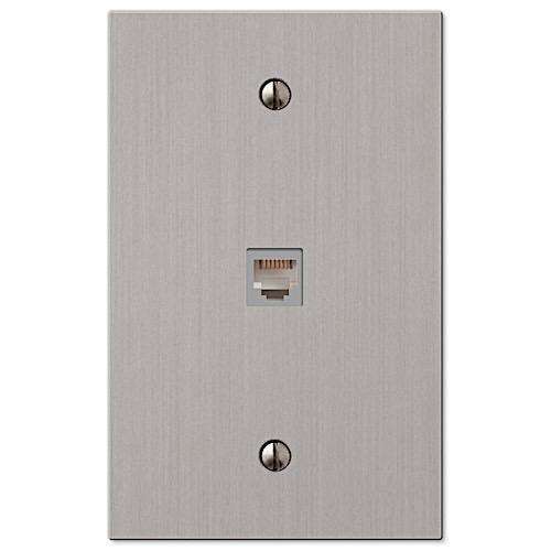 Elan Brushed Nickel 1 Phone Jack with Hardware - Wallplatesonline.com