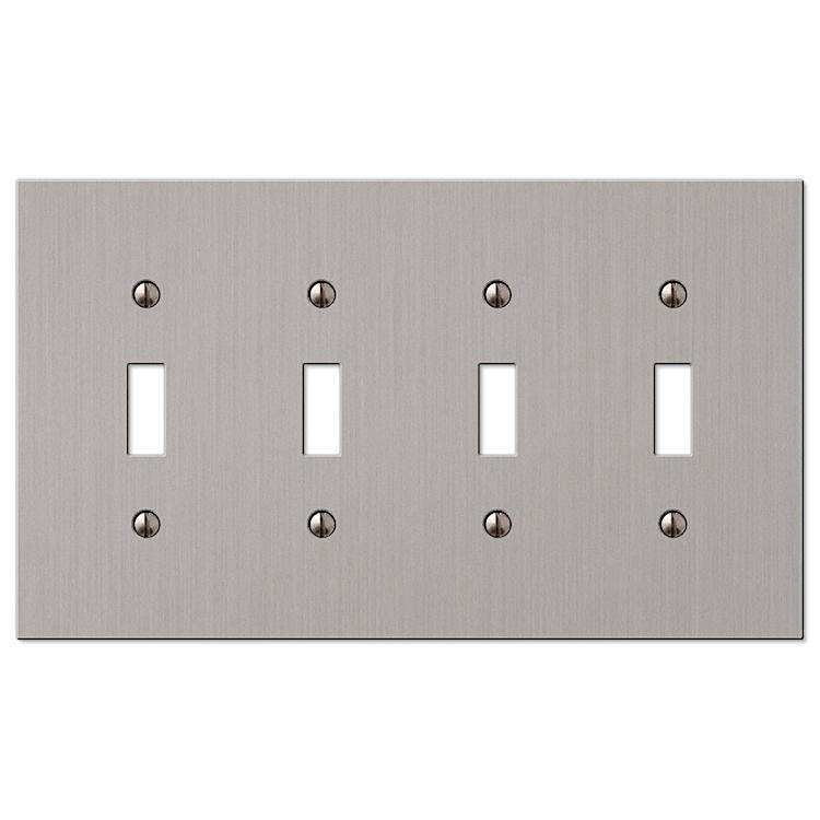 Elan Brushed Nickel 4 Toggle - Wallplatesonline.com