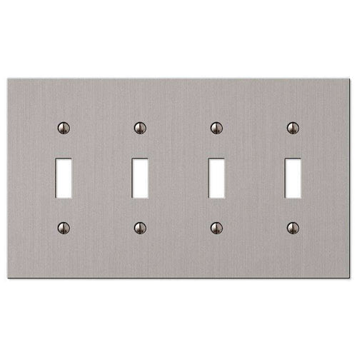 Elan Brushed Nickel 4 Toggle - Wallplatesonline.com