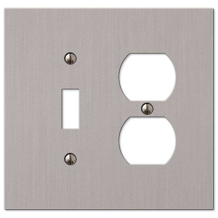 Elan Brushed Nickel Toggle / Duplex Outlet - Wallplatesonline.com