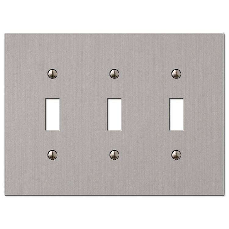 Elan Brushed Nickel Triple Toggle - Wallplatesonline.com