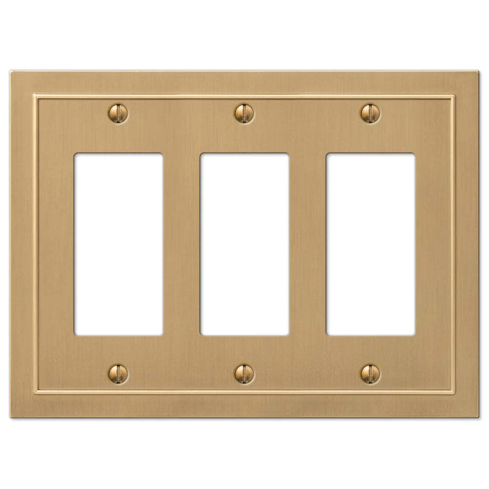 Bethany Brushed Bronze Cast 3 Rocker (GFI) Wallplate:Wallplatesonline.com