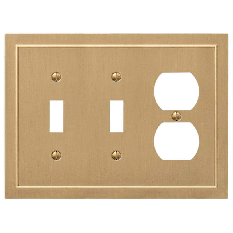 Bethany Brushed Bronze Cast 2 Toggle /  Duplex Outlet Wallplate:Wallplatesonline.com