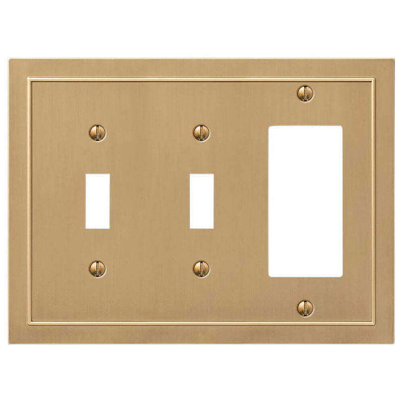 Bethany Brushed Bronze Cast 2 Toggle /  Rocker (GFI) Wallplate:Wallplatesonline.com