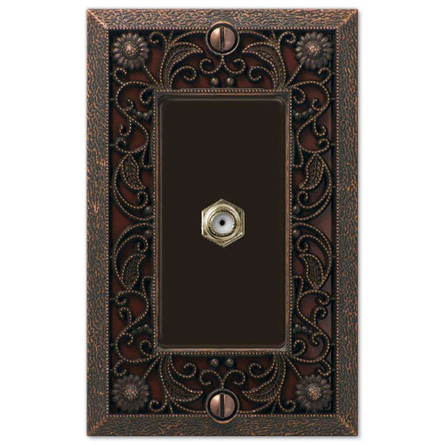 Filigree Aged Bronze 1 Cable TV with Hardware:Wallplatesonline.com