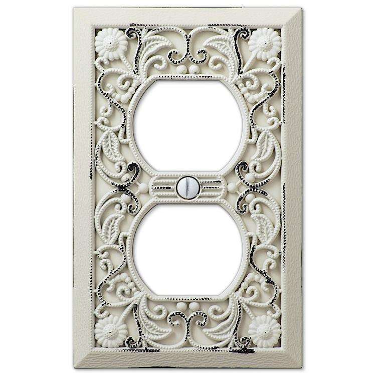 Filigree White 1 Duplex Outlet - Wallplatesonline.com