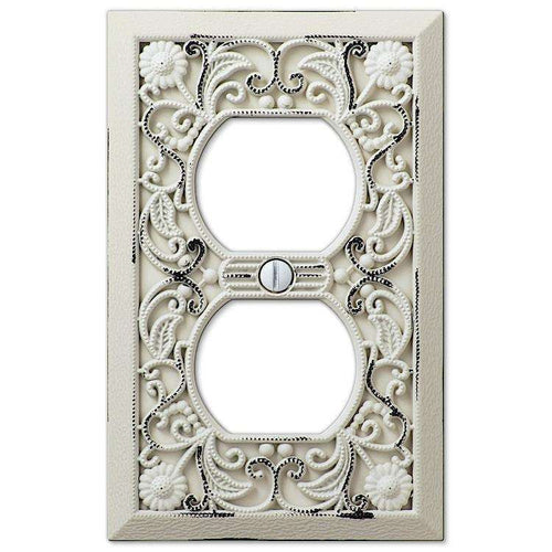 Filigree White 1 Duplex Outlet - Wallplatesonline.com