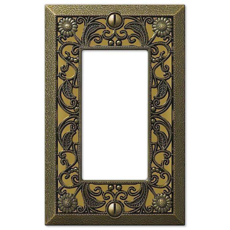 Filigree Antique Brass 1 Rocker (GFI) - Wallplatesonline.com