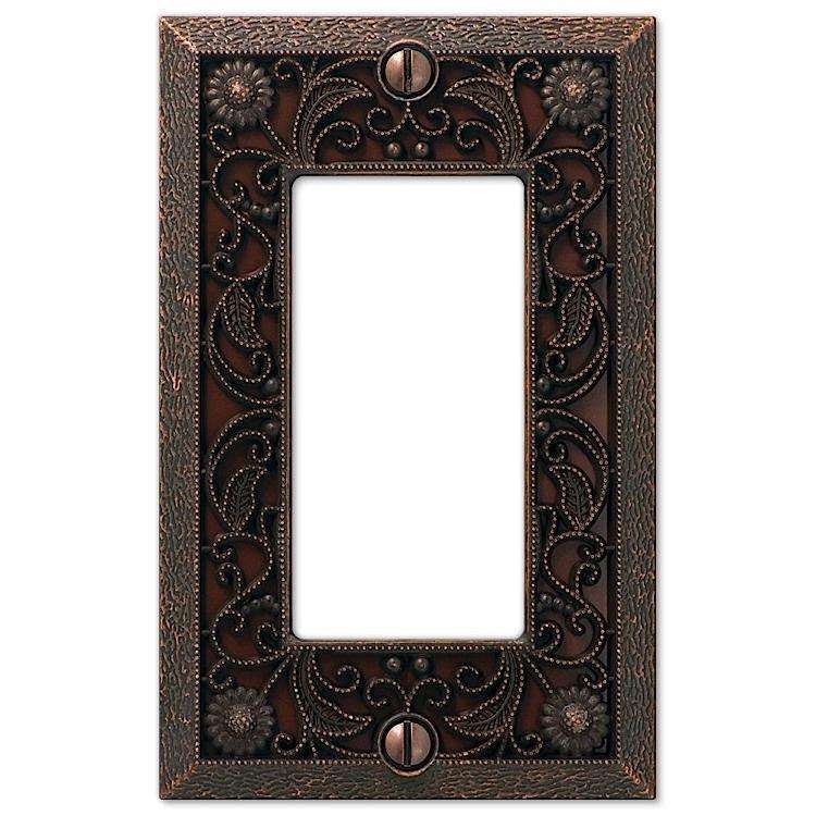 Filigree Aged Bronze 1 Rocker (GFI) - Wallplatesonline.com