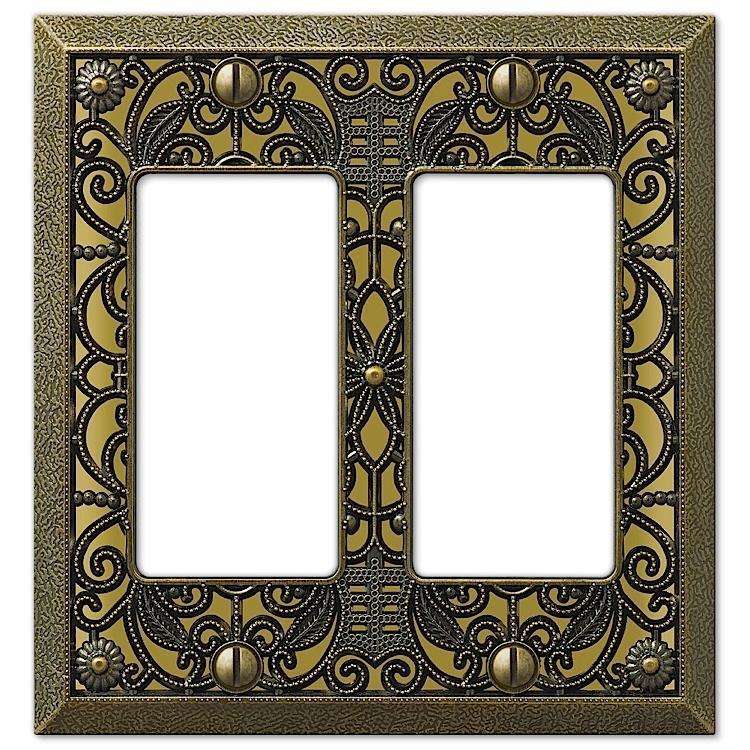 Filigree Antique Brass 2 Rocker (GFI) - Wallplatesonline.com
