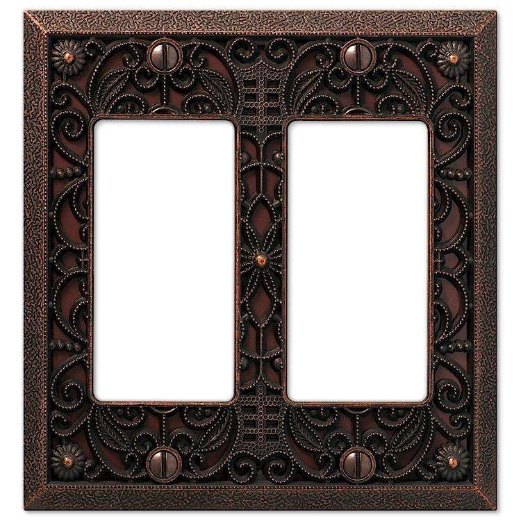 Filigree Aged Bronze 2 Rocker (GFI) - Wallplatesonline.com