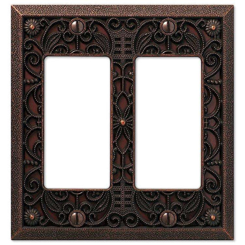 Filigree Aged Bronze 2 Rocker (GFI) - Wallplatesonline.com
