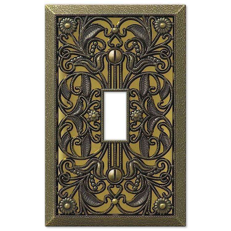 Filigree Antique Brass Cover Plates