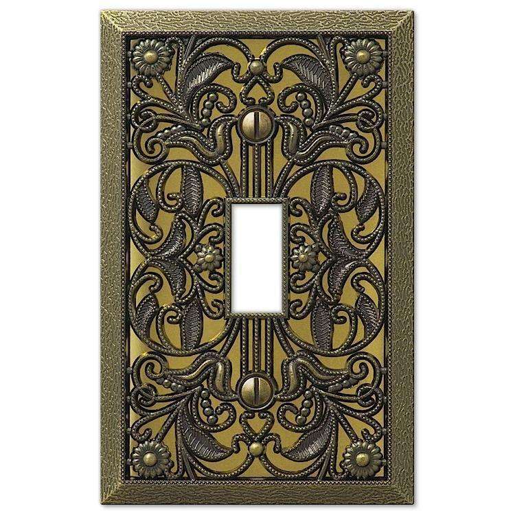 Filigree Antique Brass Cover Plates - Wallplatesonline.com