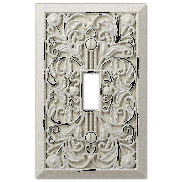 Filigree Antique White Cover Plates