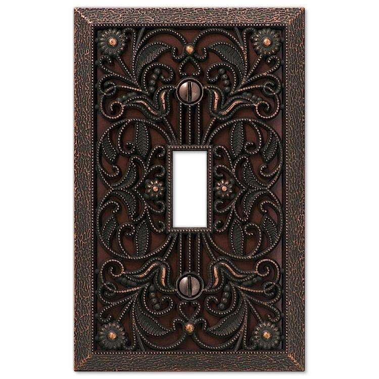 Filigree Aged Bronze Cover Plates - Wallplatesonline.com