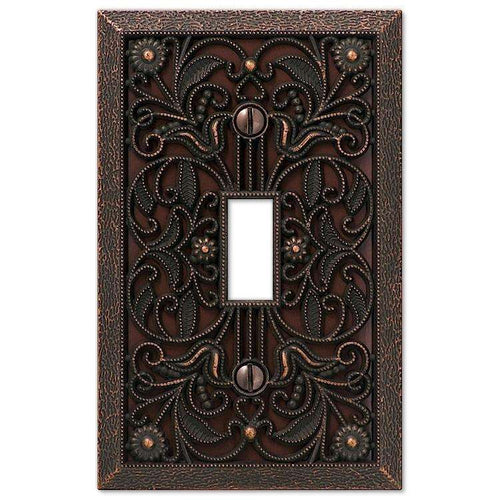 Filigree Aged Bronze Cover Plates - Wallplatesonline.com
