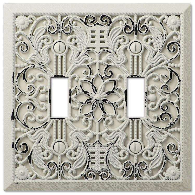 Filigree White Double Toggle - Wallplatesonline.com
