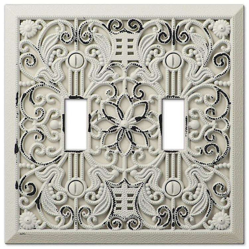 Filigree White Double Toggle - Wallplatesonline.com