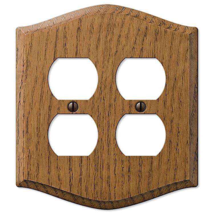 Country Medium Oak 2 Duplex Outlet - Wallplatesonline.com