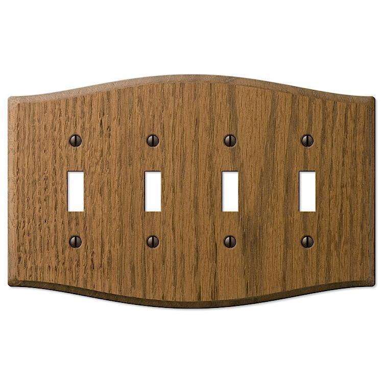 Country Medium Oak 4 Toggle - Wallplatesonline.com