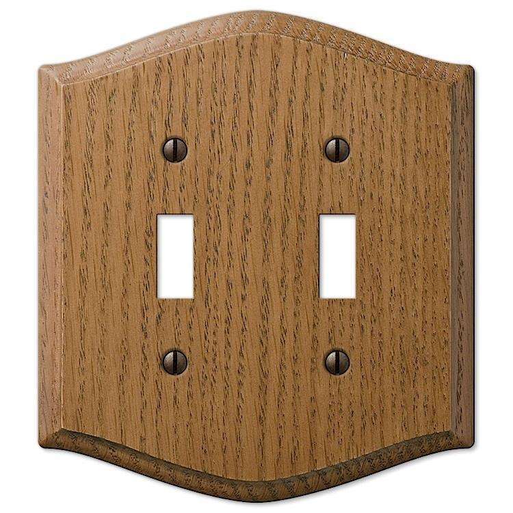 Country Medium Oak Double Toggle - Wallplatesonline.com
