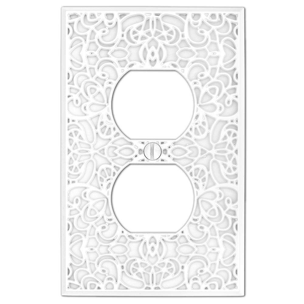 Momfort White Cast 1 Duplex Outlet Wallplate:Wallplatesonline.com