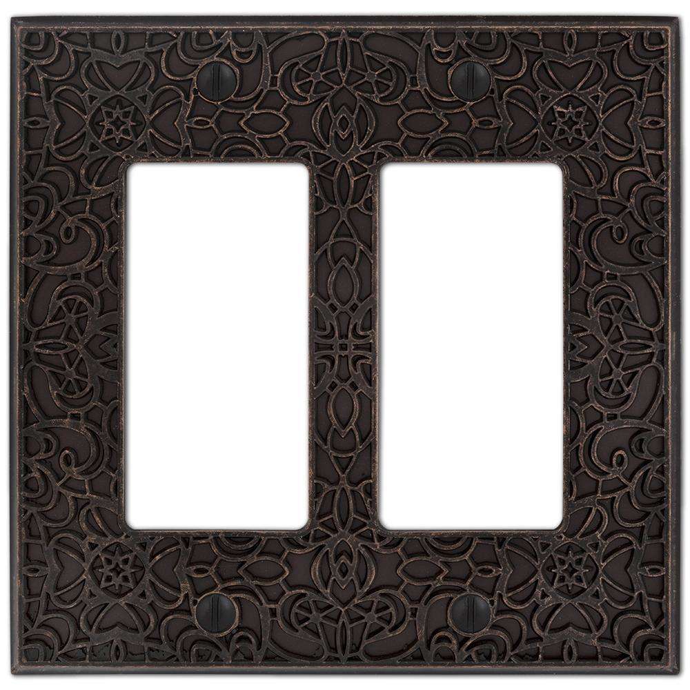 Momfort Aged Bronze CAST 2 Rocker (GFI) Wallplate:Wallplatesonline.com