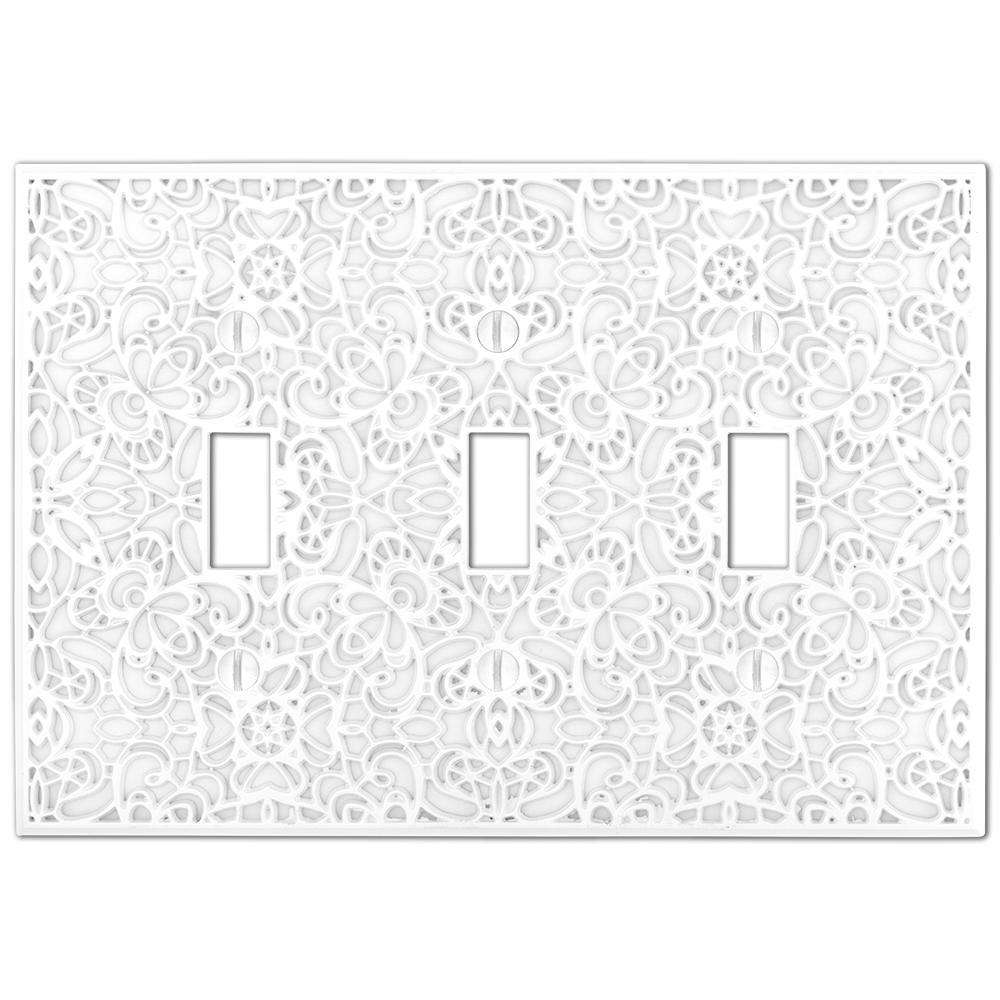 Momfort White Cast Triple Toggle:Wallplatesonline.com