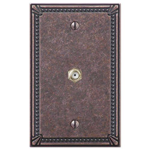 Imperial Bead Tumbled Aged Bronze 1 Cable TV with Hardware - Wallplatesonline.com