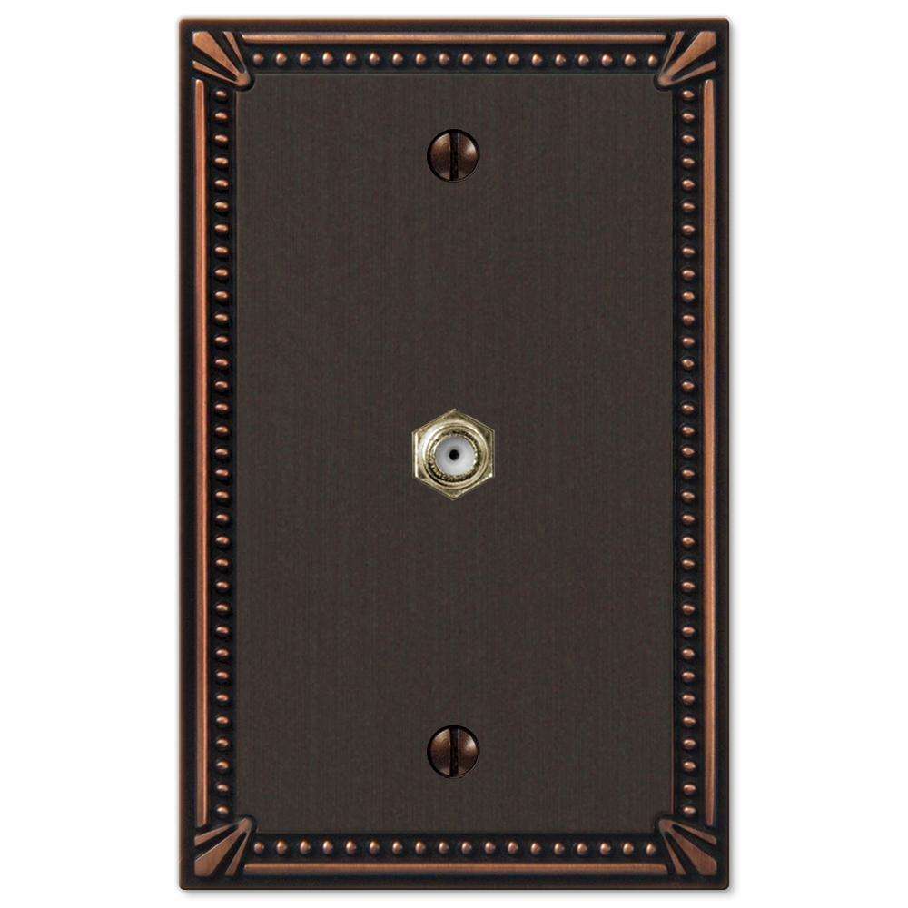 Imperial Bead Aged Bronze 1 Cable TV with Hardware - Wallplatesonline.com