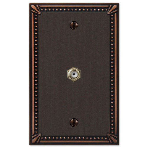Imperial Bead Aged Bronze 1 Cable TV with Hardware - Wallplatesonline.com