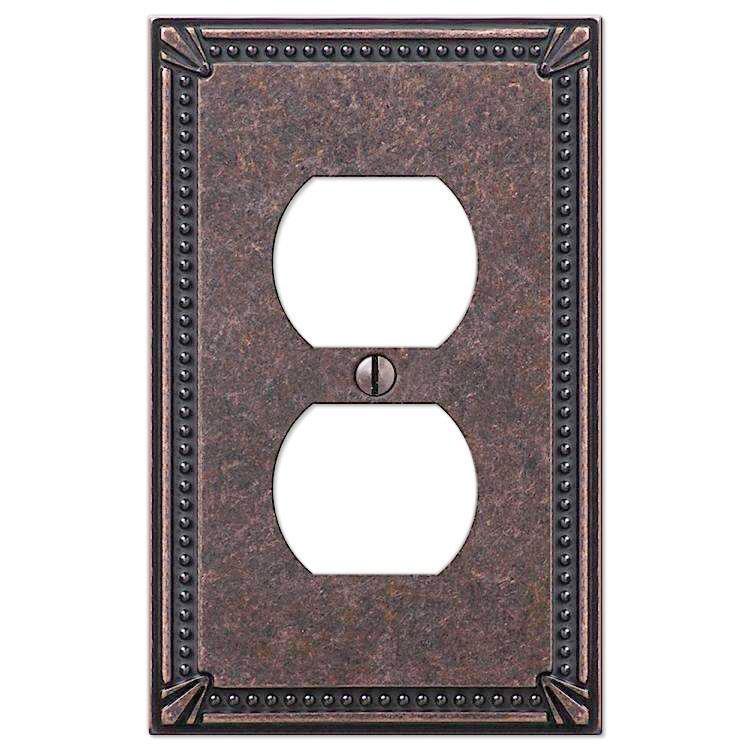 Imperial Bead Tumbled Aged Bronze 1 Duplex Outlet
