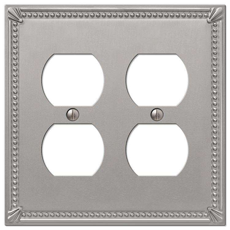 Imperial Bead Brushed Nickel 2 Duplex Outlet