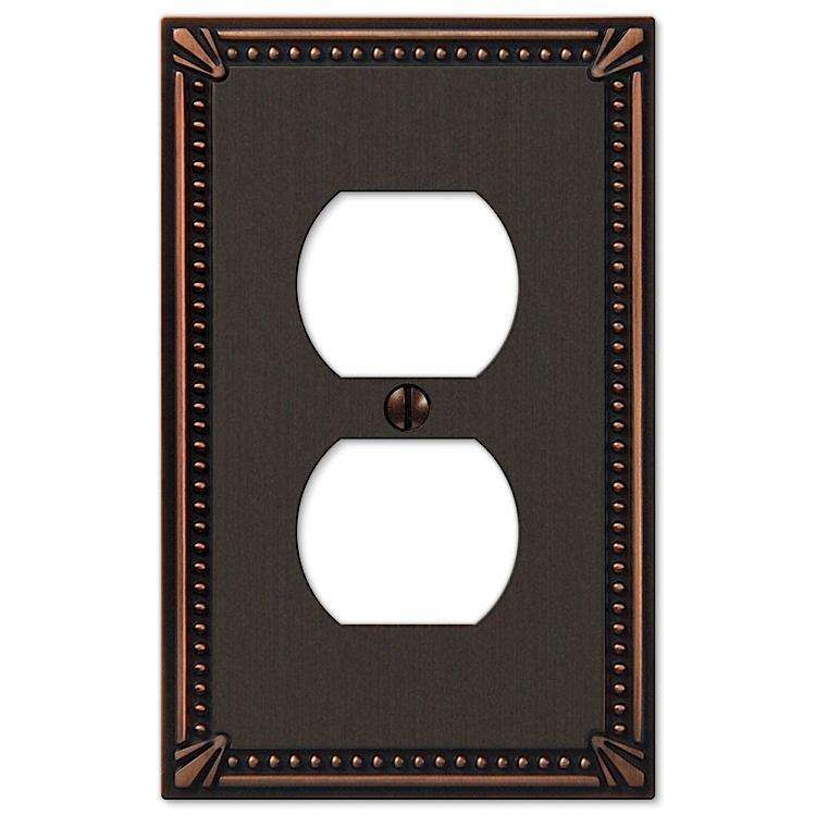 Imperial Bead Aged Bronze 1 Duplex Outlet - Wallplatesonline.com