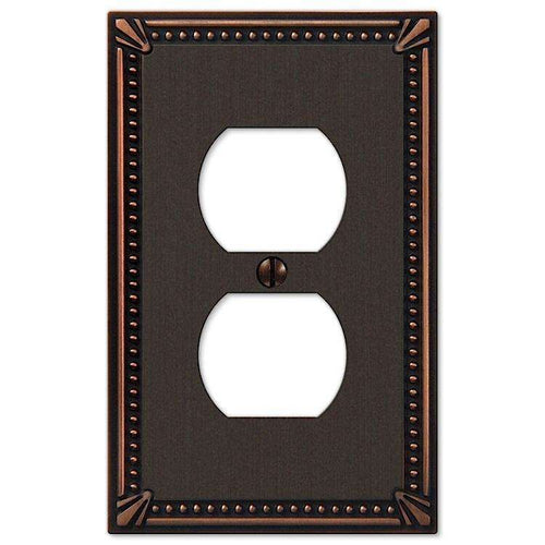 Imperial Bead Aged Bronze 1 Duplex Outlet - Wallplatesonline.com