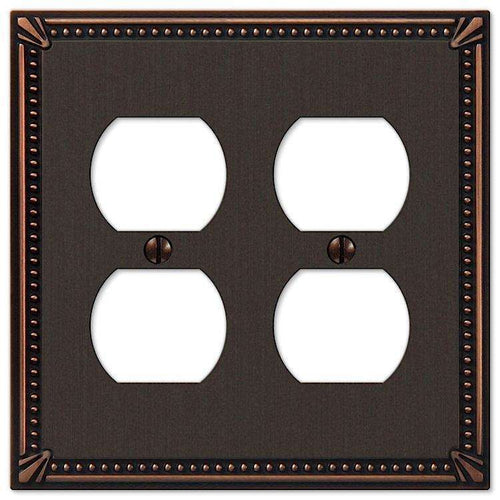 Imperial Bead Aged Bronze 2 Duplex Outlet - Wallplatesonline.com