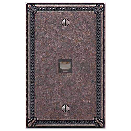 Imperial Bead Tumbled Aged Bronze 1 Phone Jack with Hardware - Wallplatesonline.com