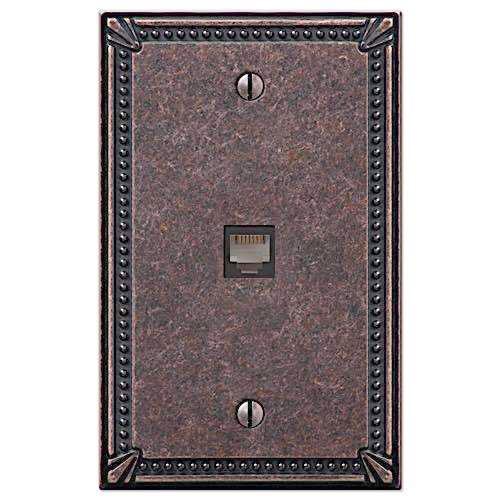 Imperial Bead Tumbled Aged Bronze 1 Phone Jack with Hardware - Wallplatesonline.com