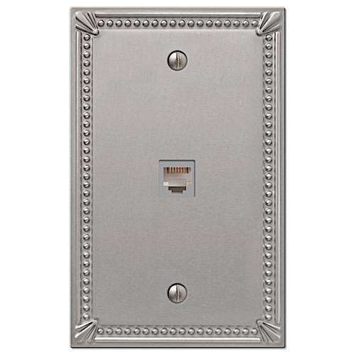 Imperial Bead Brushed Nickel 1 Phone Jack with Hardware - Wallplatesonline.com