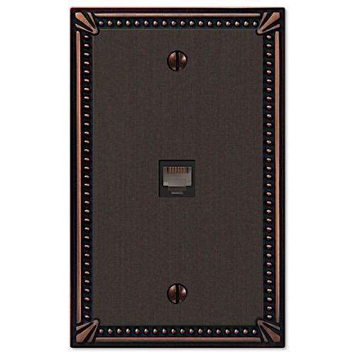 Imperial Bead Aged Bronze 1 Phone Jack with Hardware - Wallplatesonline.com