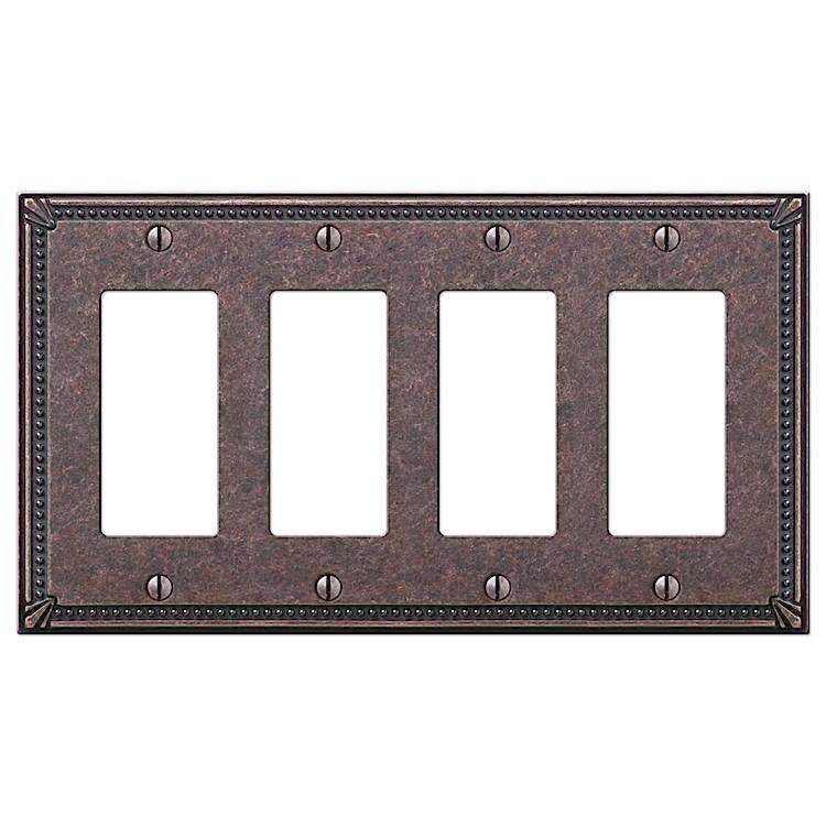 Imperial Bead Tumbled Aged Bronze 4 Rocker (GFI) - Wallplatesonline.com