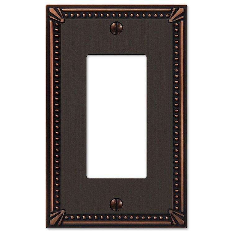 Imperial Bead Aged Bronze 1 Rocker (GFI) - Wallplatesonline.com