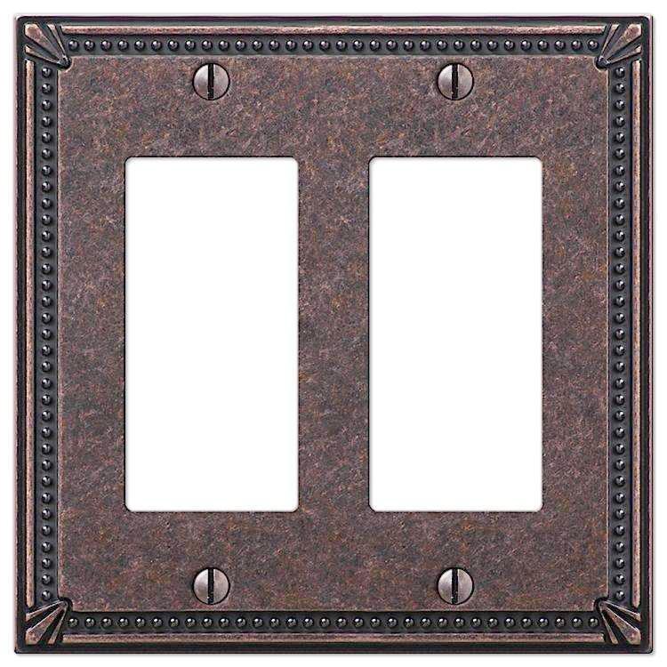 Imperial Bead Tumbled Aged Bronze 2 Rocker (GFI) - Wallplatesonline.com