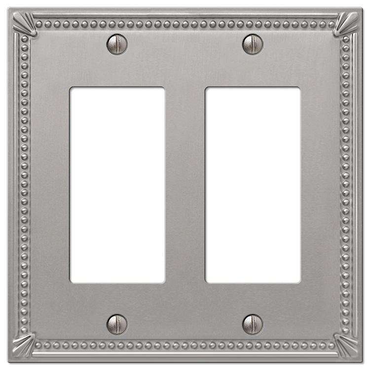 Imperial Bead Brushed Nickel 2 Rocker (GFI) - Wallplatesonline.com
