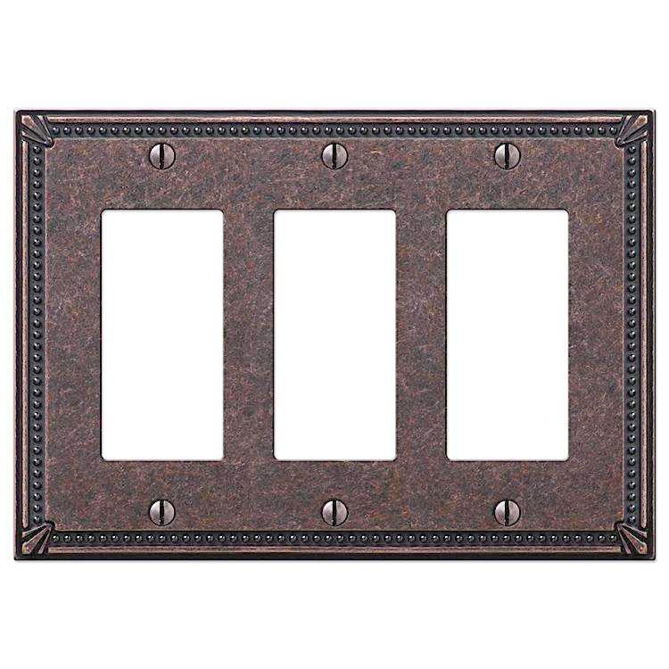 Imperial Bead Tumbled Aged Bronze 3 Rocker (GFI) - Wallplatesonline.com