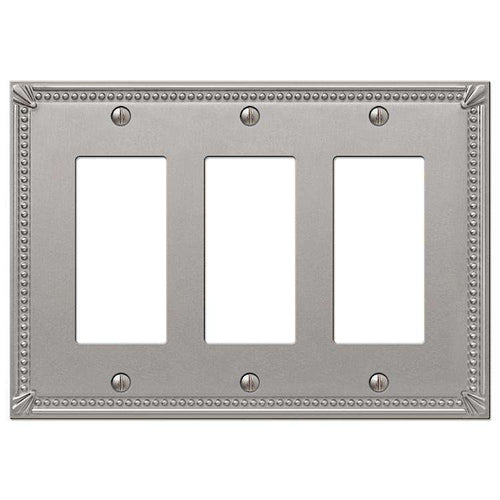 Imperial Bead Brushed Nickel 3 Rocker (GFI) - Wallplatesonline.com
