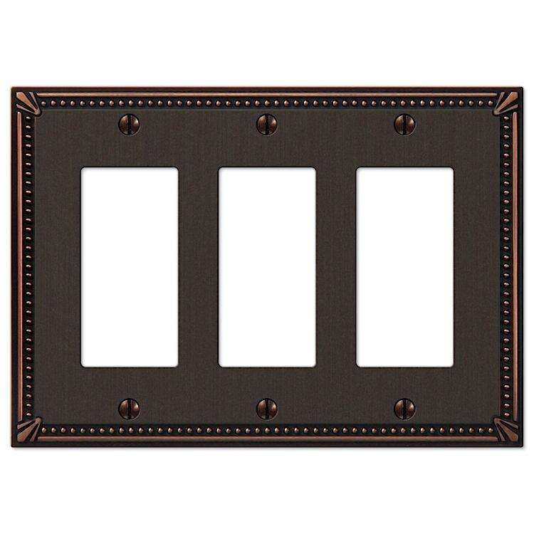 Imperial Bead Aged Bronze 3 Rocker (GFI) - Wallplatesonline.com