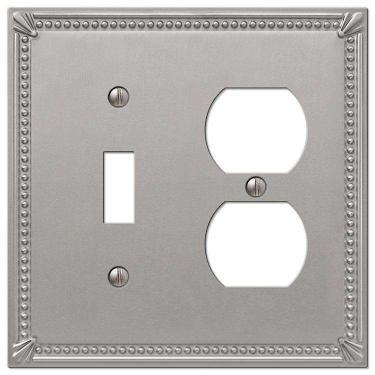 Imperial Bead Brushed Nickel Toggle / Duplex Outlet